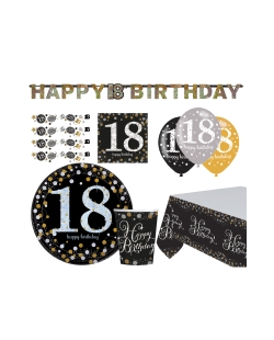 Party Set Sprakl.Celb.Oro 18: Plat, Vas, Serv, Mant, Guirn... 